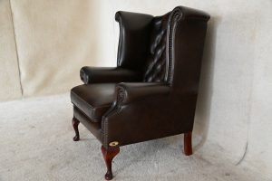 high back chair extra breed scrollwing in antique brown