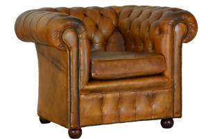 gebruikte robuuste chesterfield lowback fauteuil in hand-ingkleurd leer