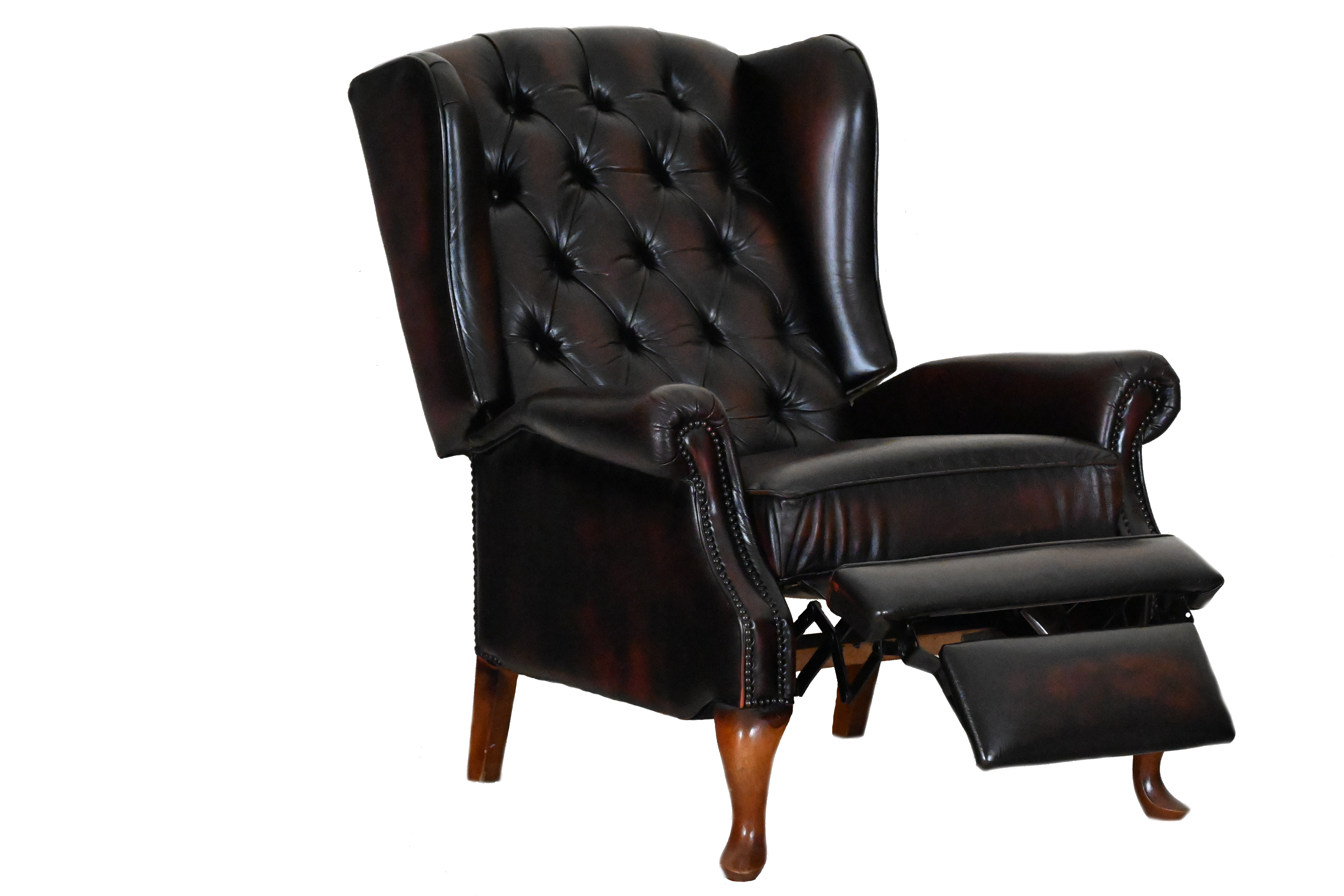 elegante kleine roestbruine chesterfield relaxfauteuil