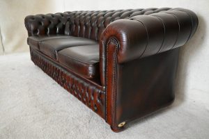 gebruikte 3 zits met 2 zits chesterfield set in warm bruine kleur