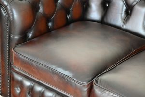 gebruikte 3 zits met 2 zits chesterfield set in warm bruine kleur