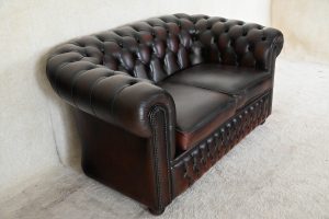 gebruikte 3 zits met 2 zits chesterfield set in warm bruine kleur