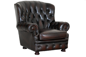 gebruikte chesterfield fauteuil met hoge rug