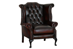 Engelse chesterfield scrollwing oorfauteuil gebruikt