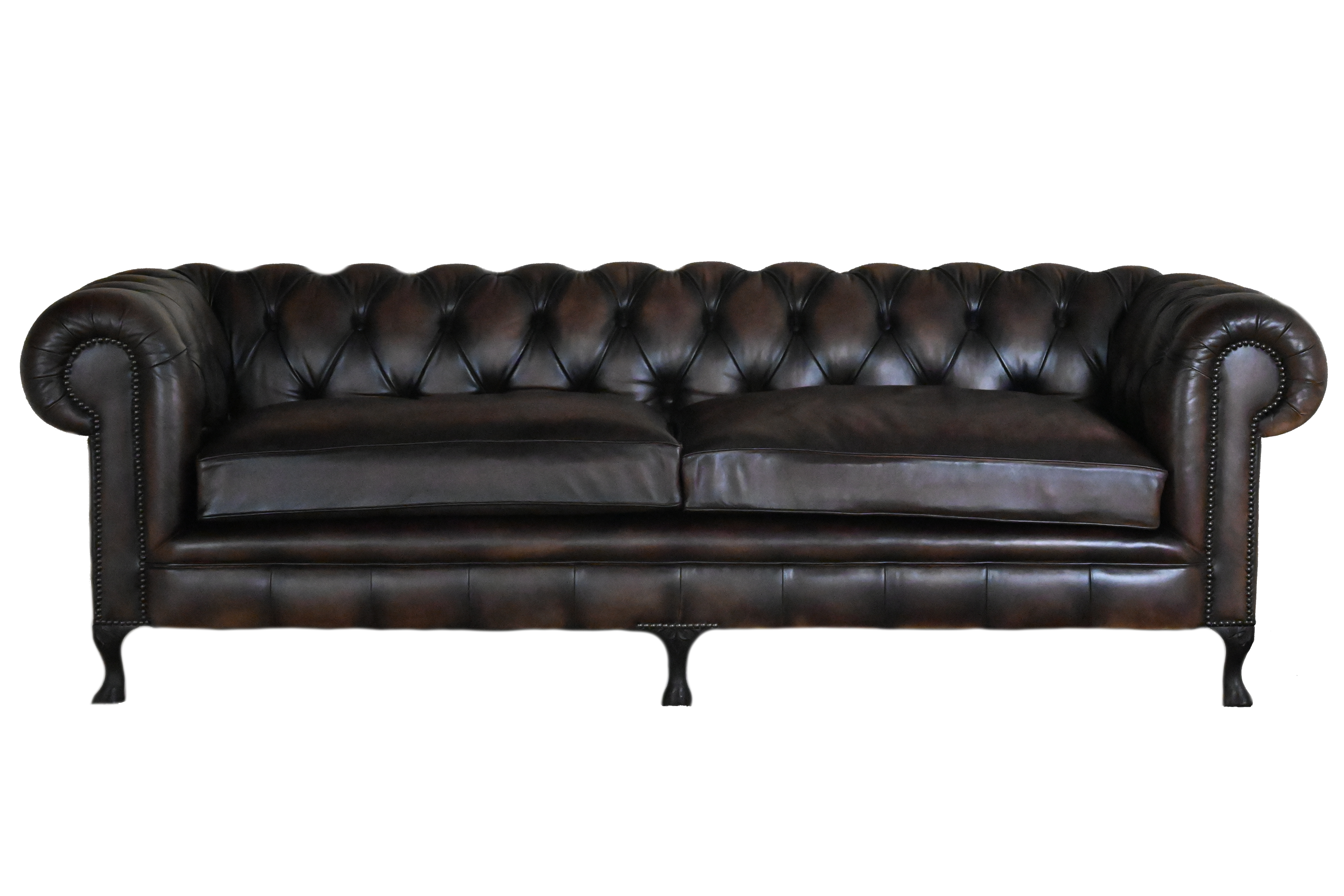 3½ zits gerenoveerde chesterfield plofbank met medium tot zacht zitcomfort