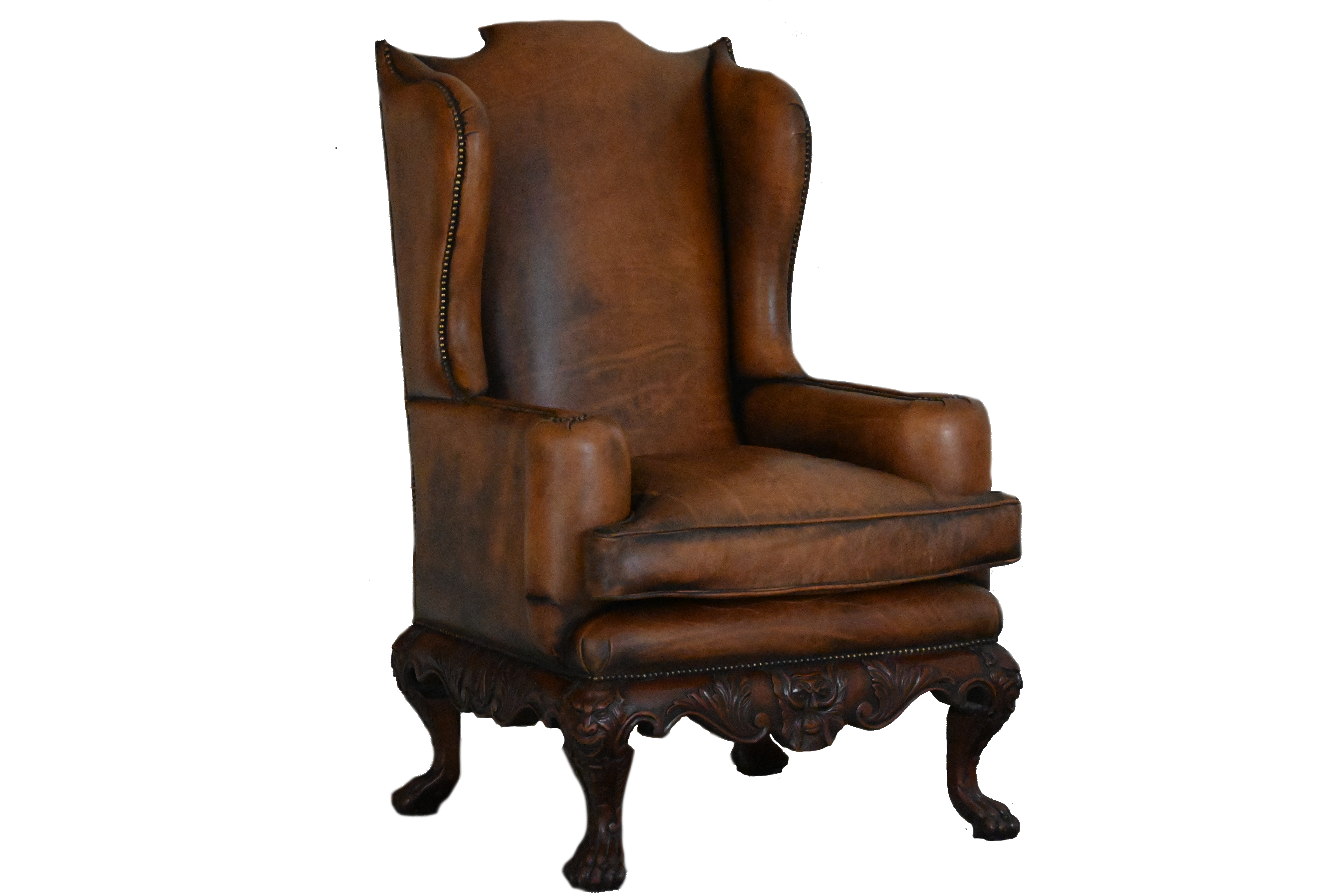 unieke hoge Engelse high back chair gebruikte chesterfield