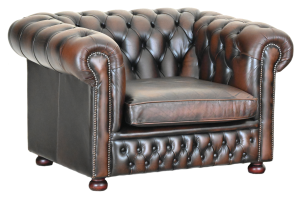 vintage gebruikte chesterfield low back chair met beperkte garantie