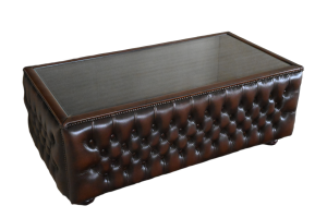 Chesterfield salontafel met glasplaat in Antique Bruin-245082