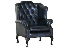 Chesterfield oorfauteuil Flatwing in diepblauw