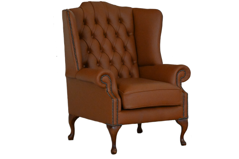 Ontdek de High Class Plain Wingchair Collection actie met tijdloze Chesterfield oorfauteuils in luxe leer in de kleur Elmo Tan