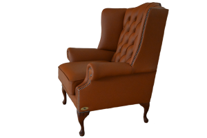 Ontdek de High Class Plain Wingchair Collection actie met tijdloze Chesterfield oorfauteuils in luxe leer in de kleur Elmo Tan