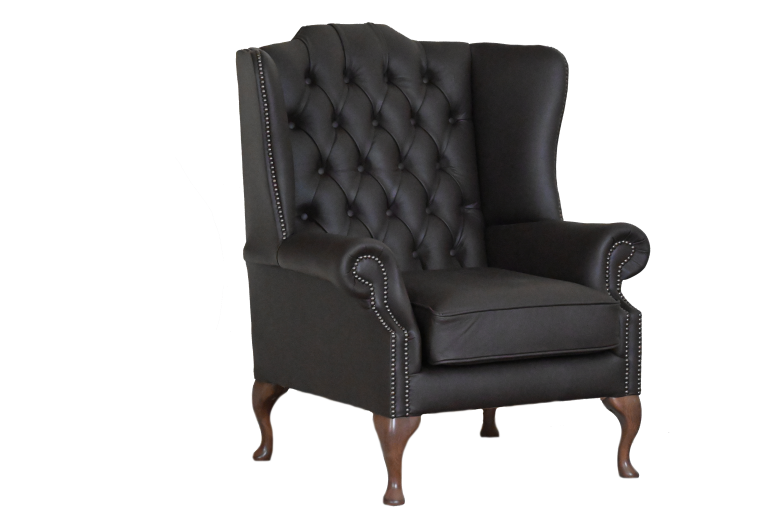 High Class Flat Wingchair Collection actie met tijdloze Chesterfield oorfauteuils in luxe leer in de kleur Shelly Mocca