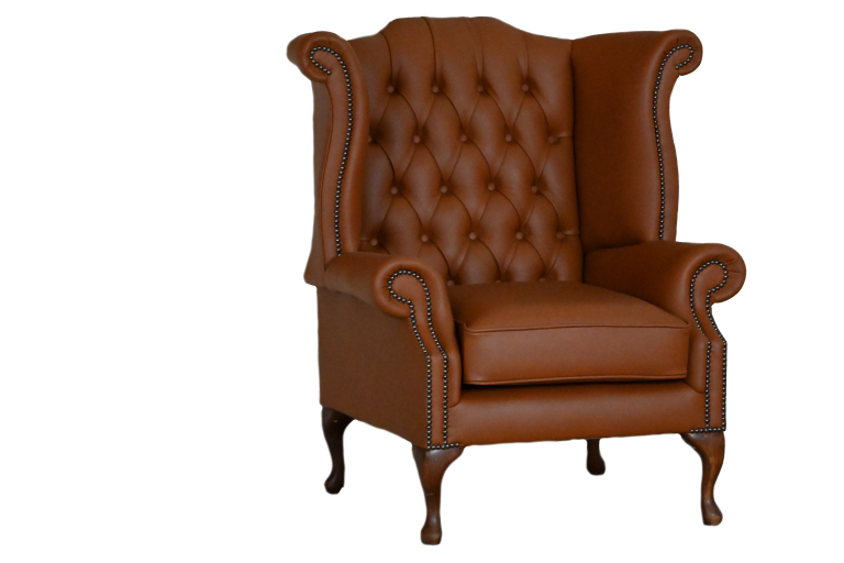 High Class Scroll Wingchair Collection actie met tijdloze Chesterfield oorfauteuils in luxe leer in de kleur Elmo Tan