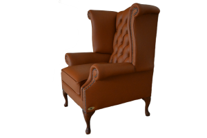 High Class Scroll Wingchair Collection actie met tijdloze Chesterfield oorfauteuils in luxe leer in de kleur Elmo Tan