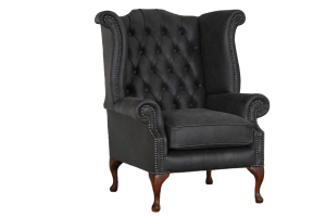 High Class Scroll Wingchair Collection actie met tijdloze Chesterfield oorfauteuils in luxe leer in de kleur Selvaggio Peat