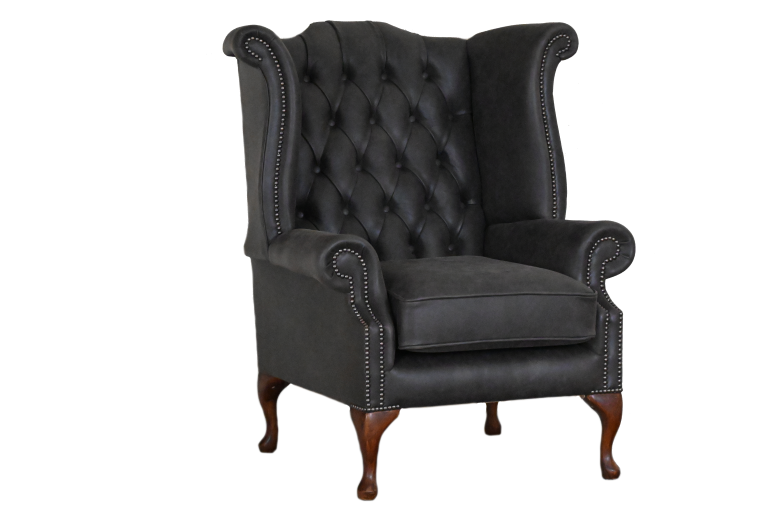 High Class Scroll Wingchair Collection actie met tijdloze Chesterfield oorfauteuils in luxe leer in de kleur Selvaggio Peat