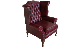 High Class Scroll Wingchair Collection actie met tijdloze Chesterfield oorfauteuils in luxe leer in de kleur Vintage Oxblood