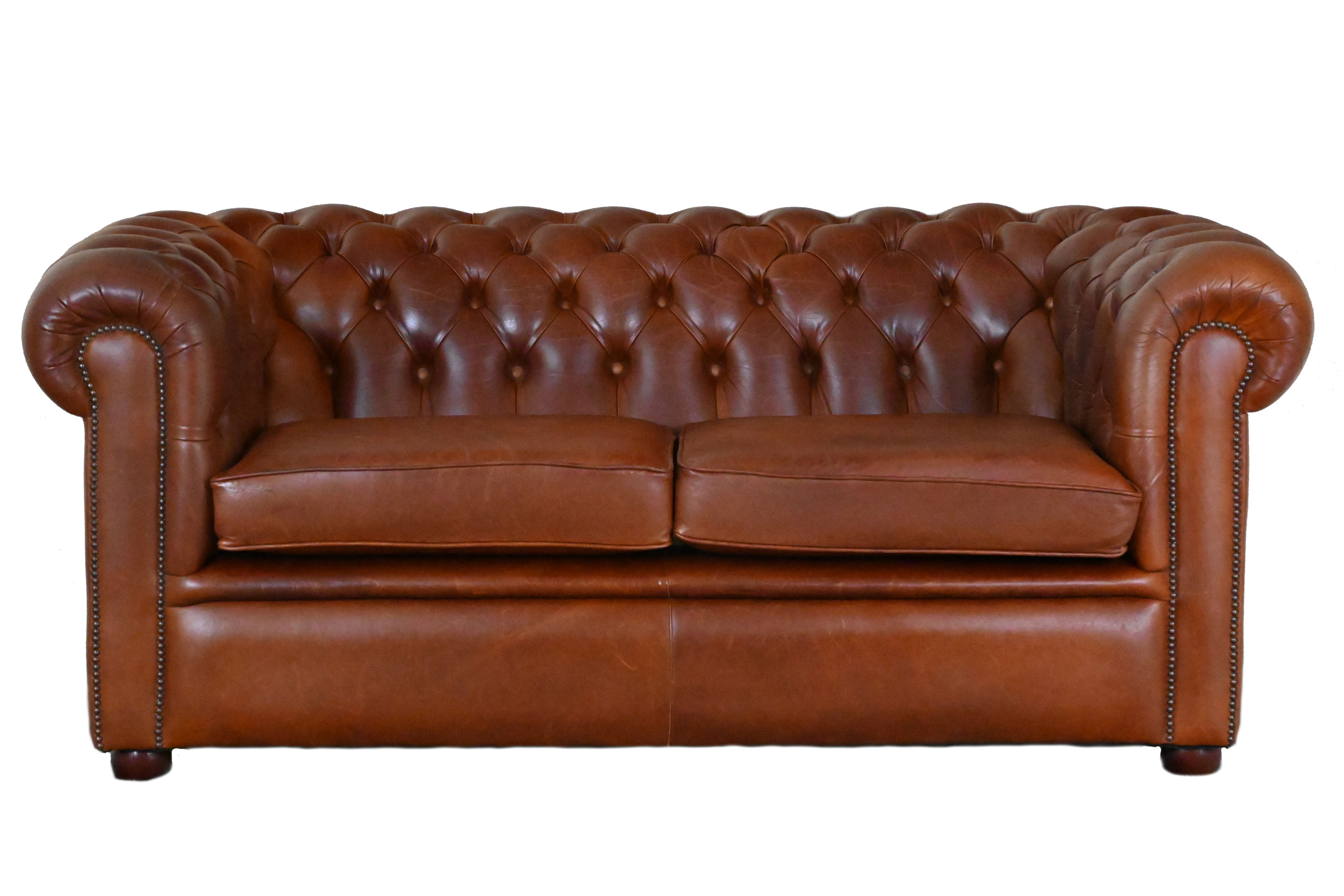 Ontdek de stijlvolle 2½-zits Chesterfield bank in authentiek Old cowhide leder.#234799