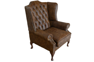 Ontdek de High Class Flat Wingchair Collection actie met tijdloze Chesterfield oorfauteuils in luxe leer in de kleur Vintage Tobacco