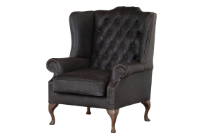 Ontdek de High Class Flat Wingchair Collection actie met tijdloze Chesterfield oorfauteuils in luxe leer in de kleur Buffalo Brunette