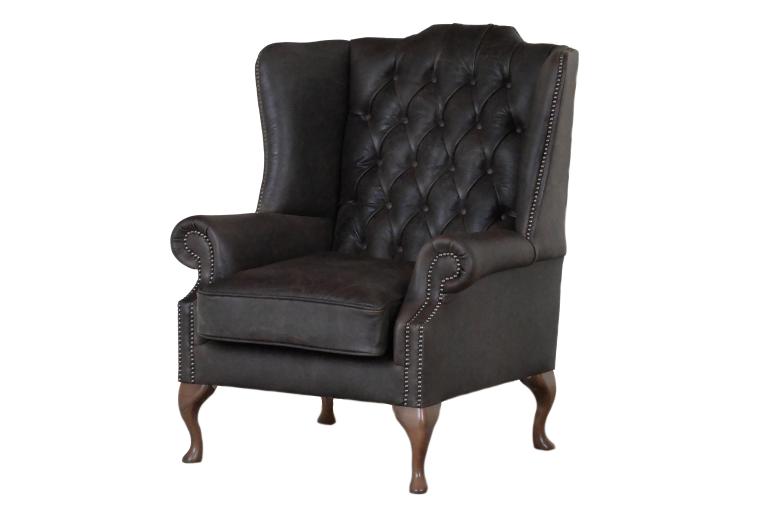 Ontdek de High Class Flat Wingchair Collection actie met tijdloze Chesterfield oorfauteuils in luxe leer in de kleur Buffalo Brunette