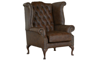 Ontdek de High Class Scroll Wingchair Collection actie met tijdloze Chesterfield oorfauteuils in luxe leer in de kleur Vintage Tobacco